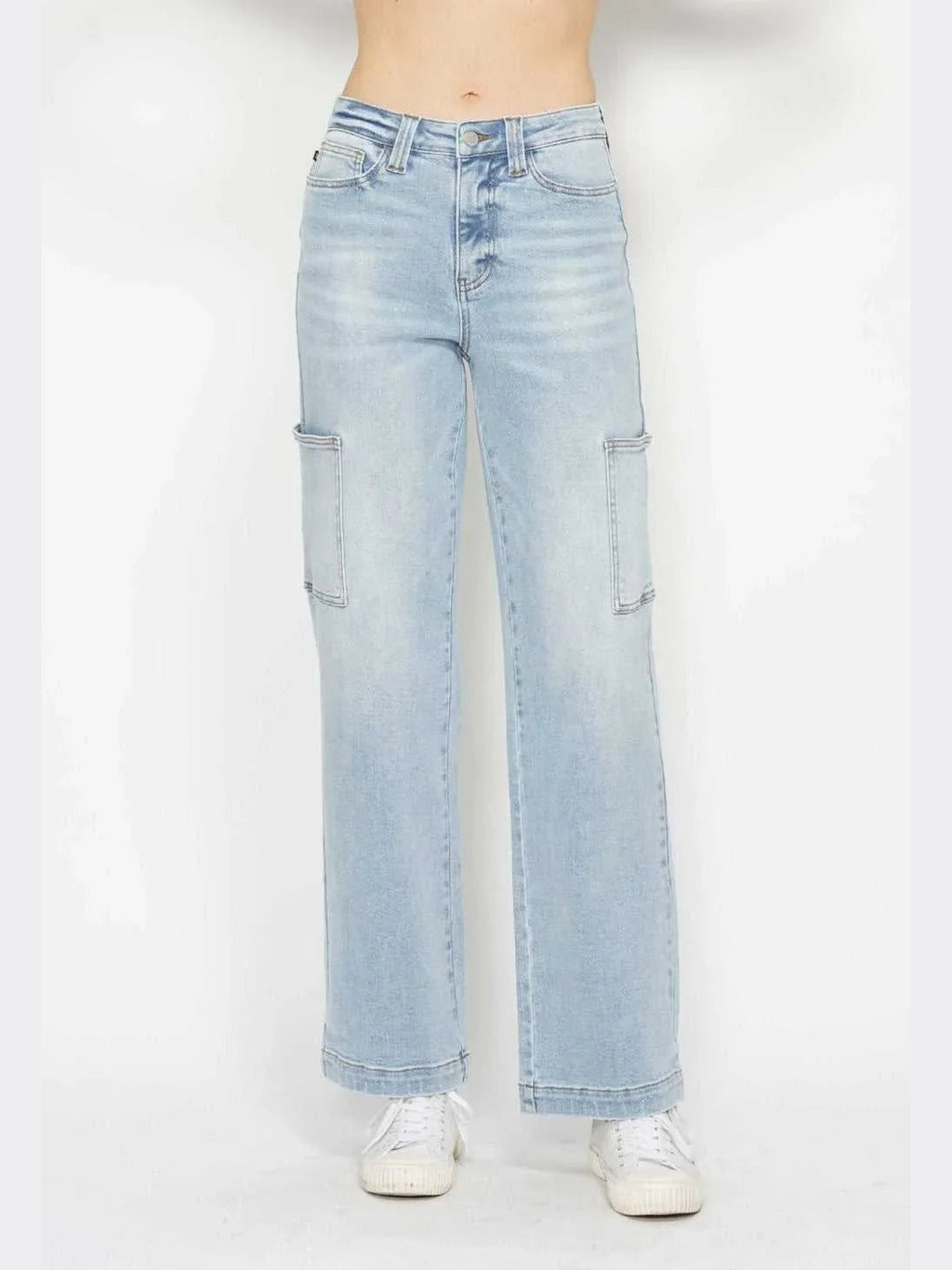 Judy Blue Full Size High Waist Straight Cargo Jeans -- 