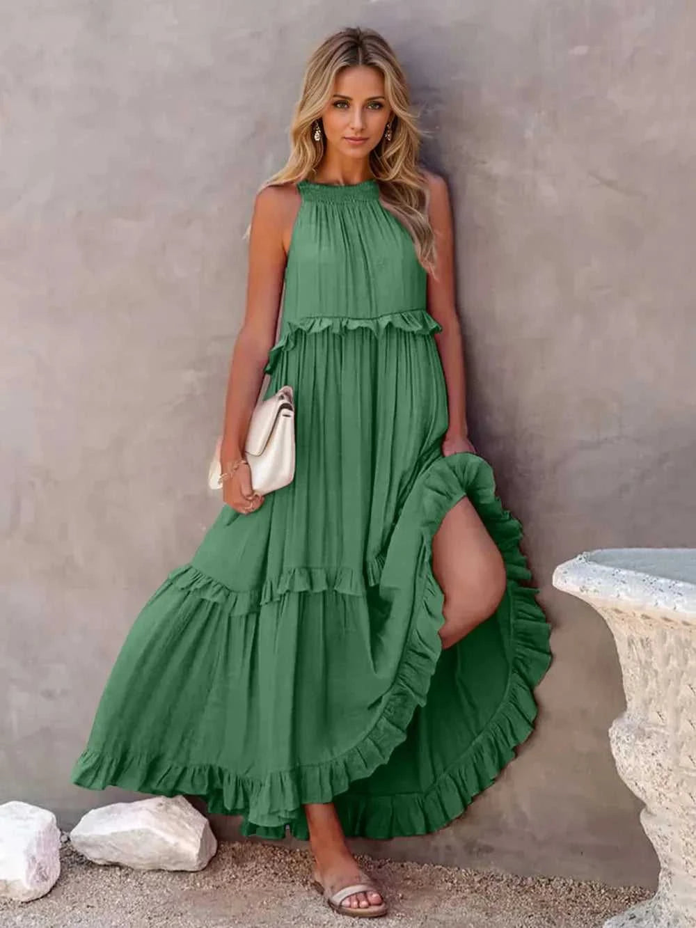 Ruffled Sleeveless Tiered Maxi Dress with Pockets - product_type from hopeford-streams.myshopify.com