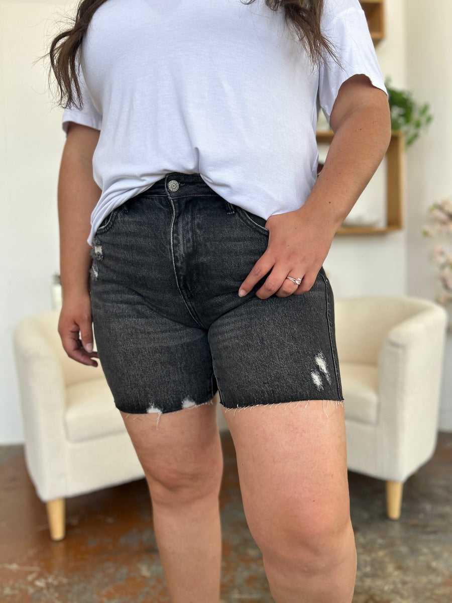 Judy Blue Full Size High Waist Rigid Magic Denim Shorts -- 