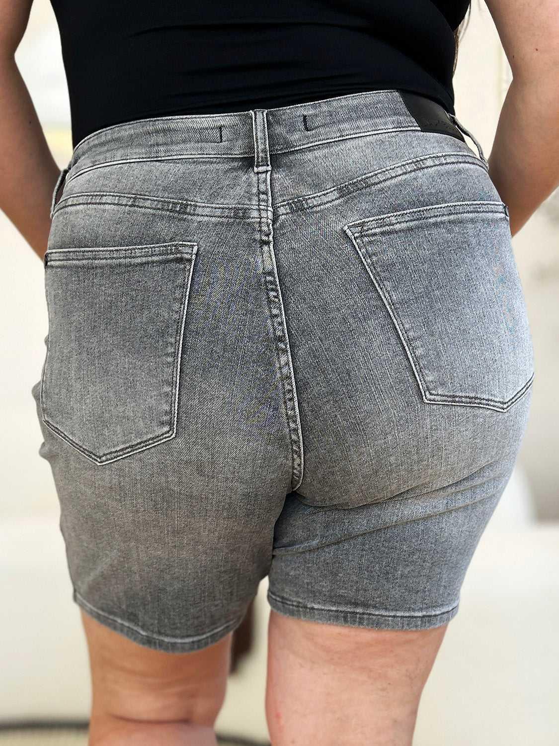 Judy Blue Full Size High Waist Washed Denim Shorts -- 