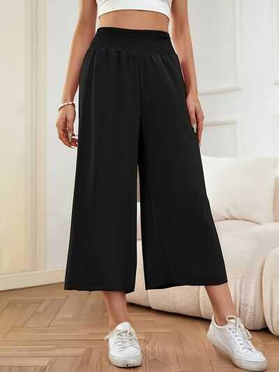 Elastic Waist Wide Leg Pants -- 