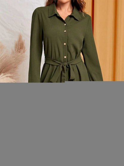 Button-Down Belted Shirt Dress