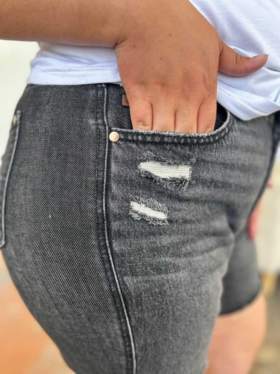 Judy Blue Full Size High Waist Rigid Magic Denim Shorts -- 