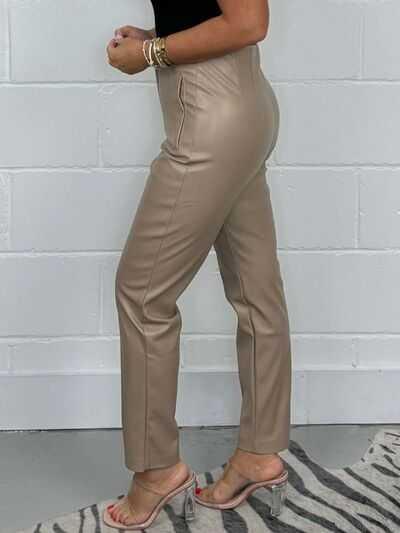 Full Size High Waist Straight Pants Plus Size -- 