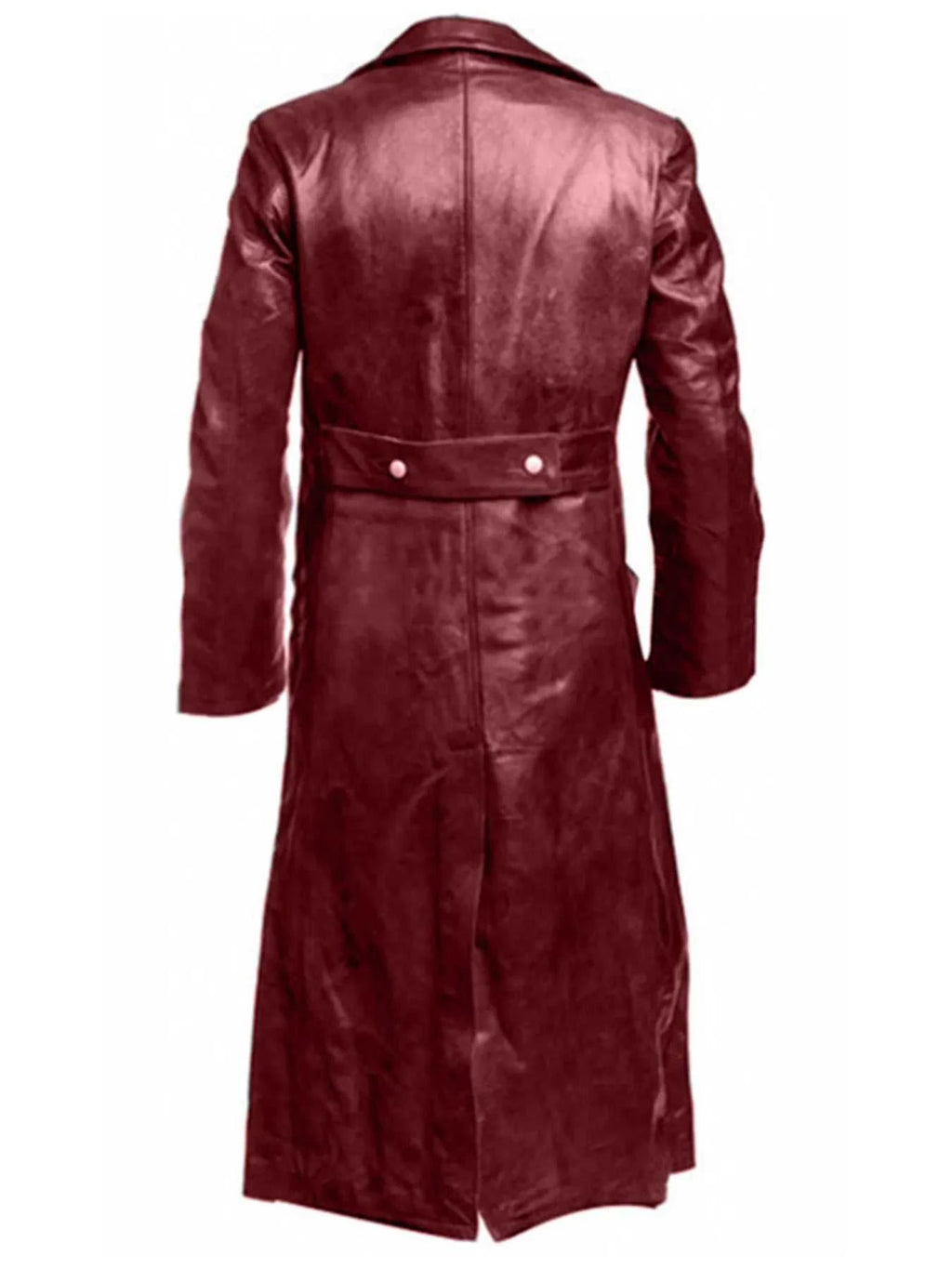 Men's Full Size Double-Breasted Leather Trench Coat Plus Size