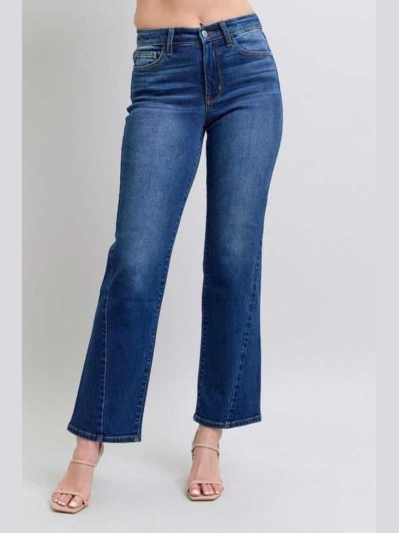 Judy Blue Full Size Side Seam Detail Straight Jeans with Pockets -- 