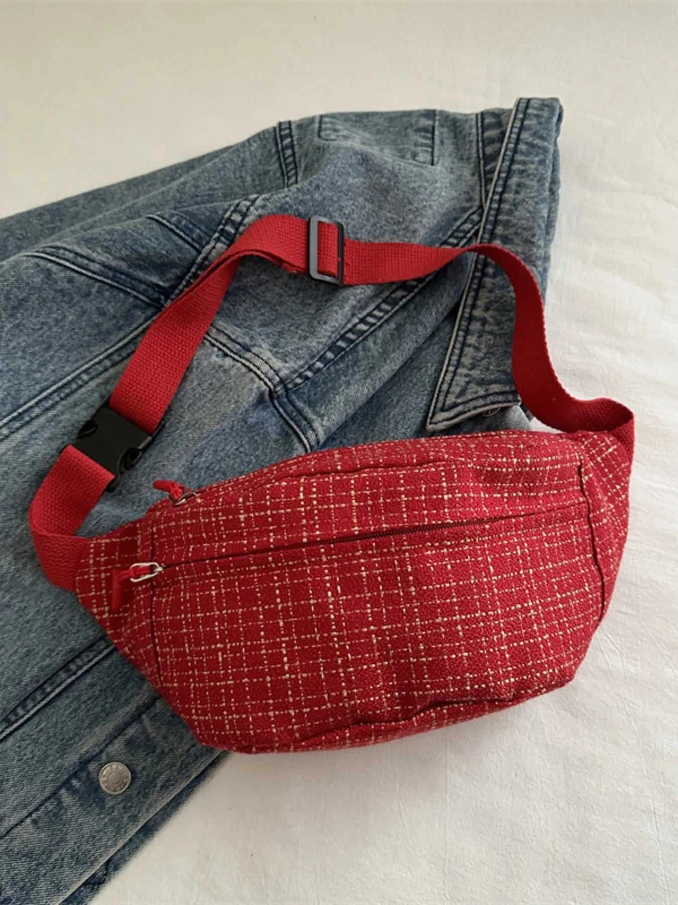 Plaid Pattern Crossbody Bag