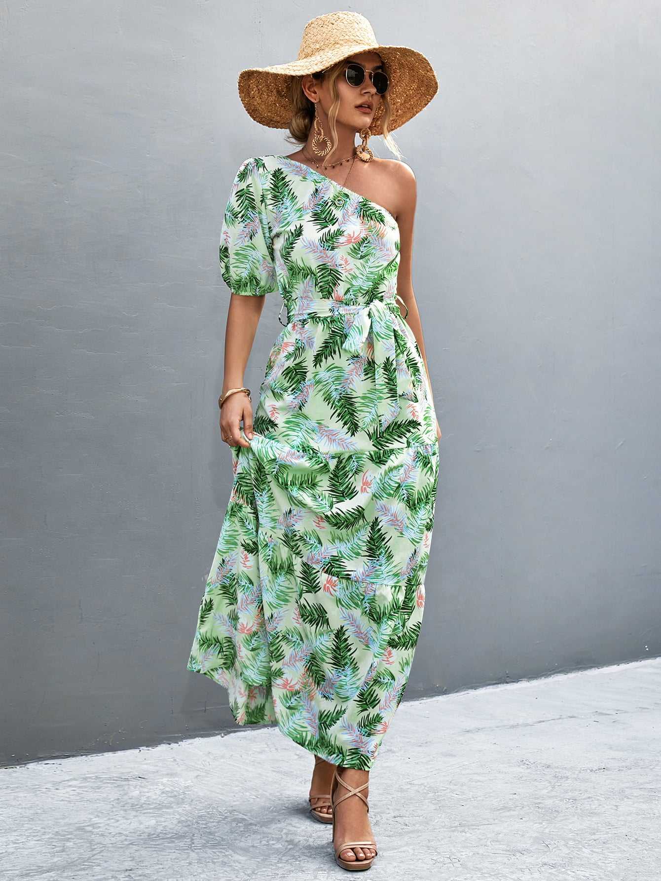 Printed Tie Waist One Shoulder Maxi Dress - product_type from hopeford-streams.myshopify.com