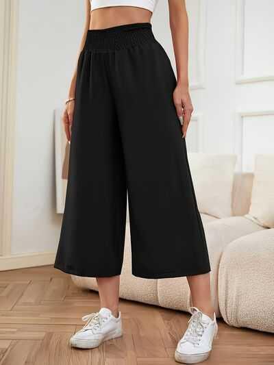 Elastic Waist Wide Leg Pants -- 