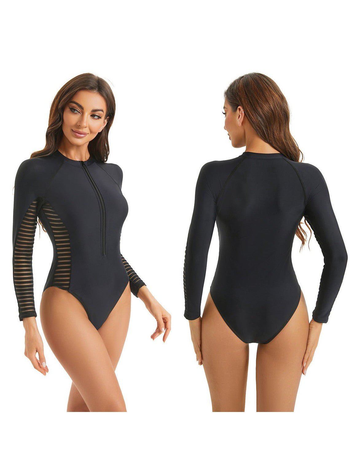 Conservative Zipper Two-Piece Swimsuit for Women