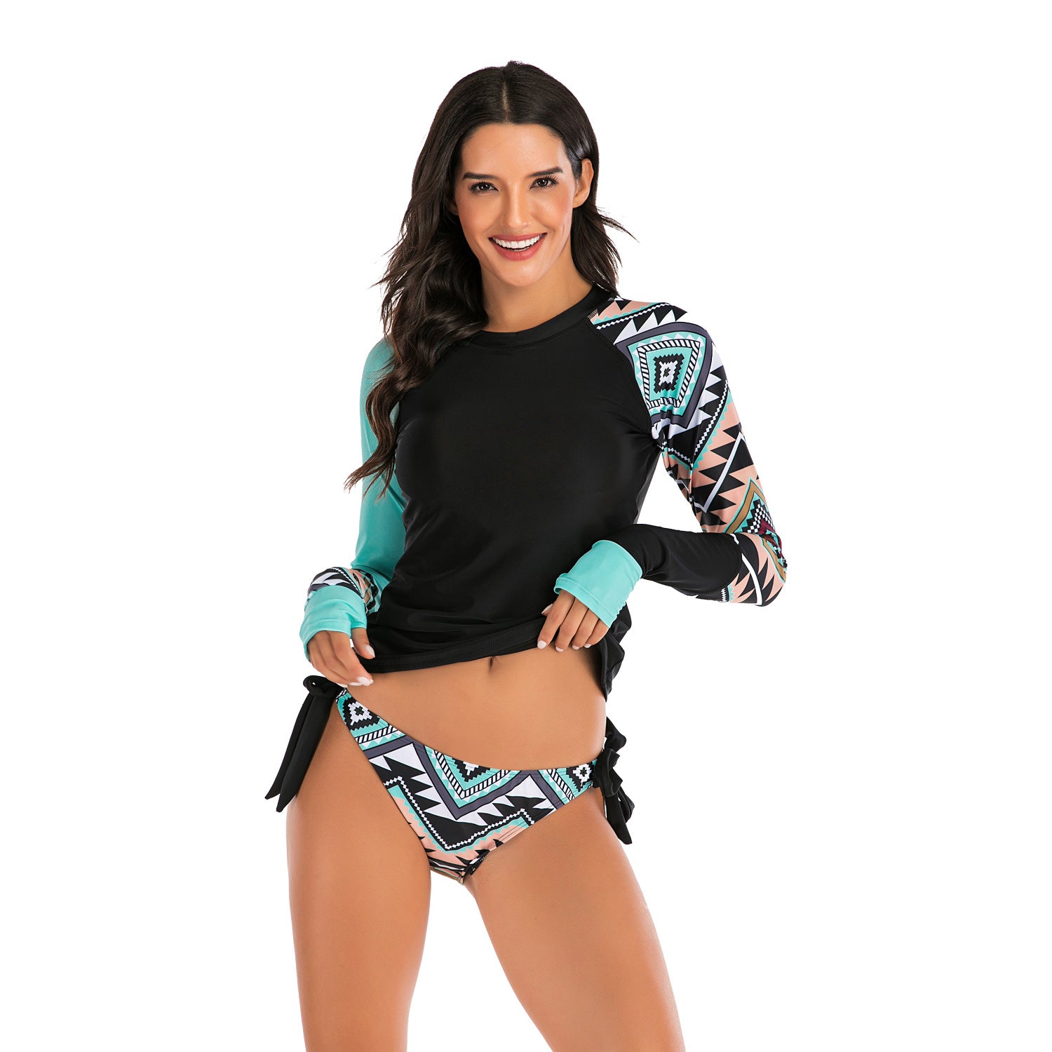 Casual Split Long Sleeve Surfing Suit Sunscreen Women's Swimsuit Diving Suit Swimwear