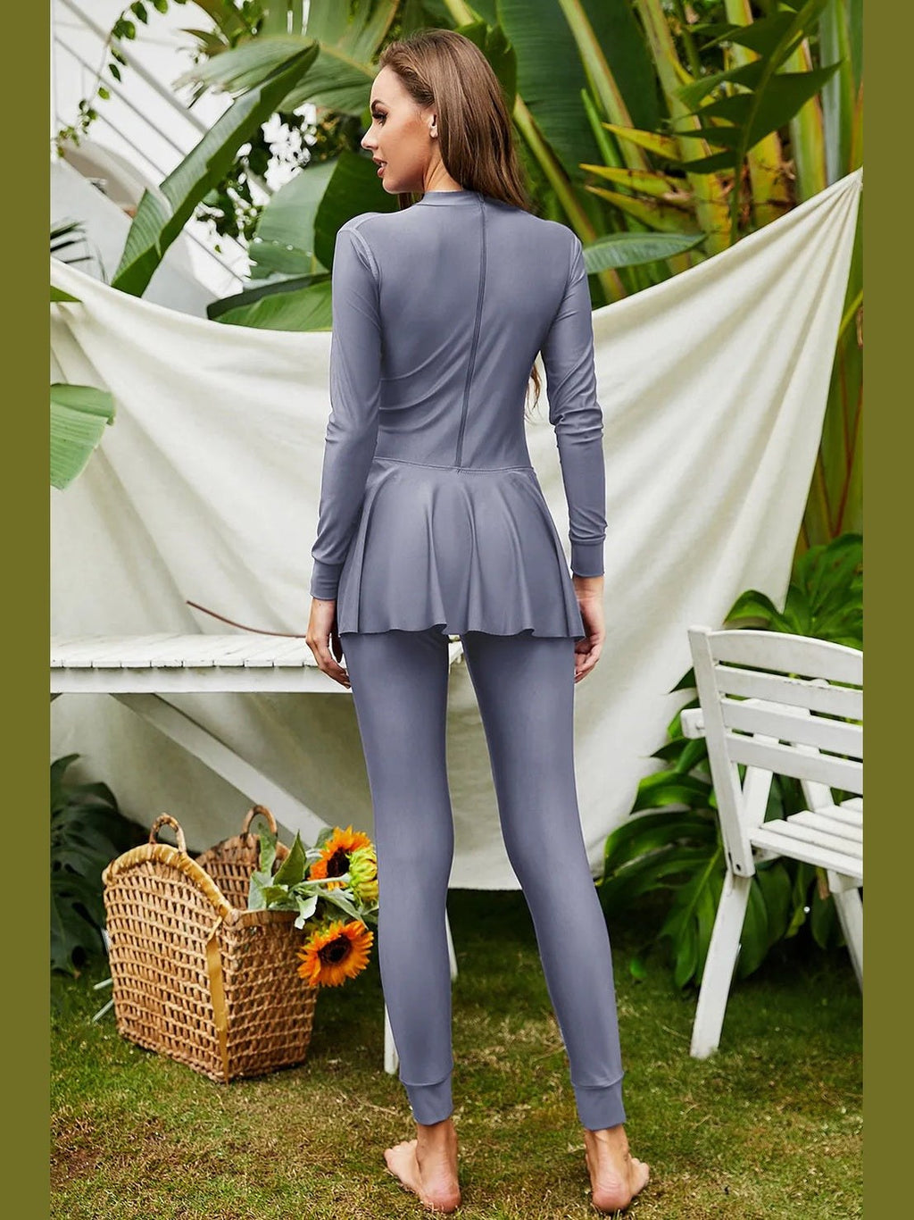 Mock Neck Long Sleeve One-Piece Swimwear