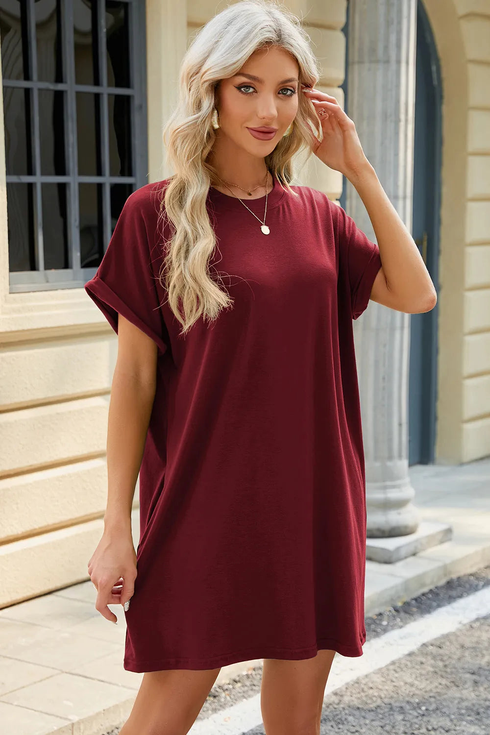 Short Sleeve Midi Dress with Pockets – Modest Casual Wear