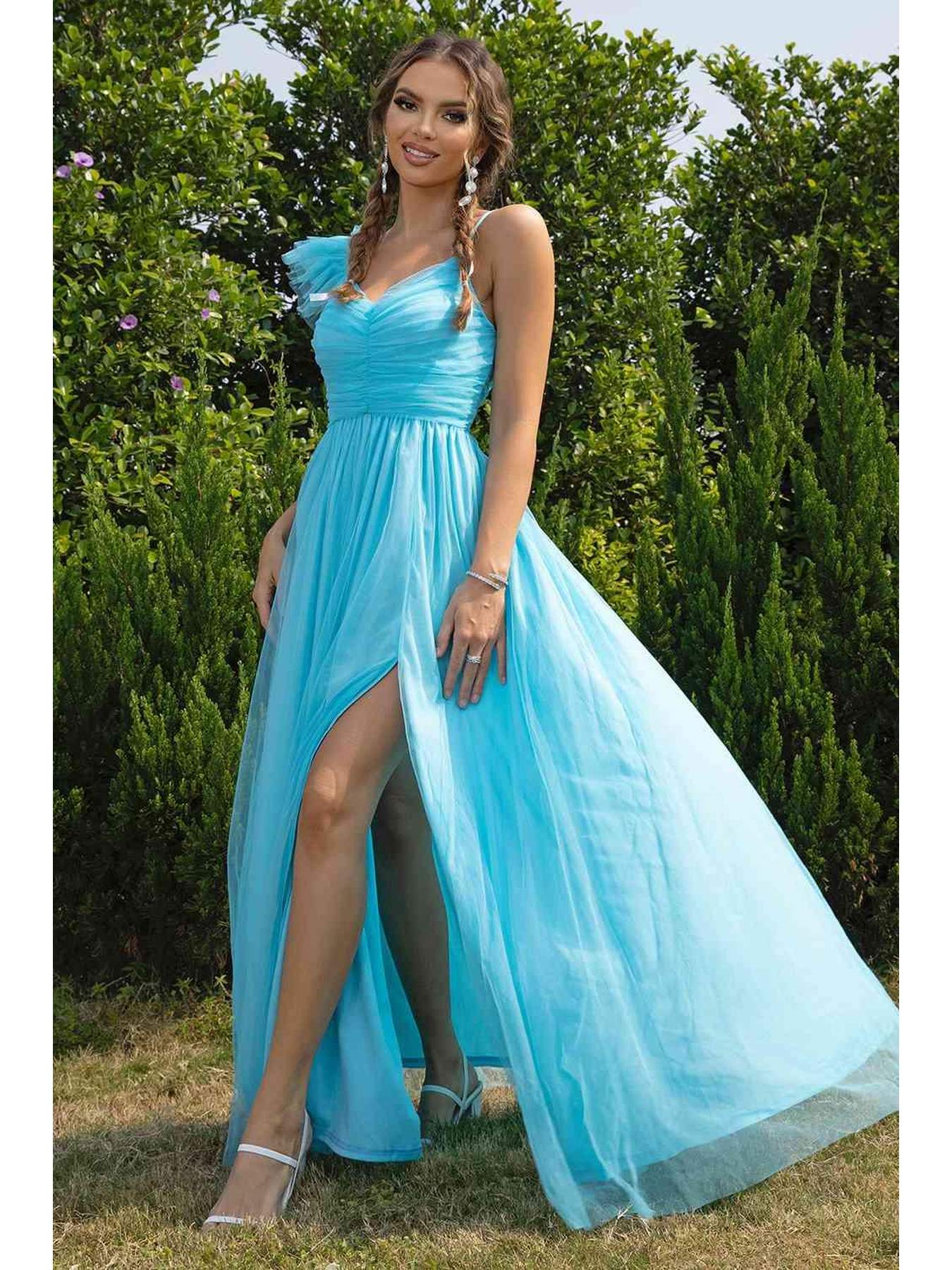 Asymmetrical Ruched Slit Dress -- 