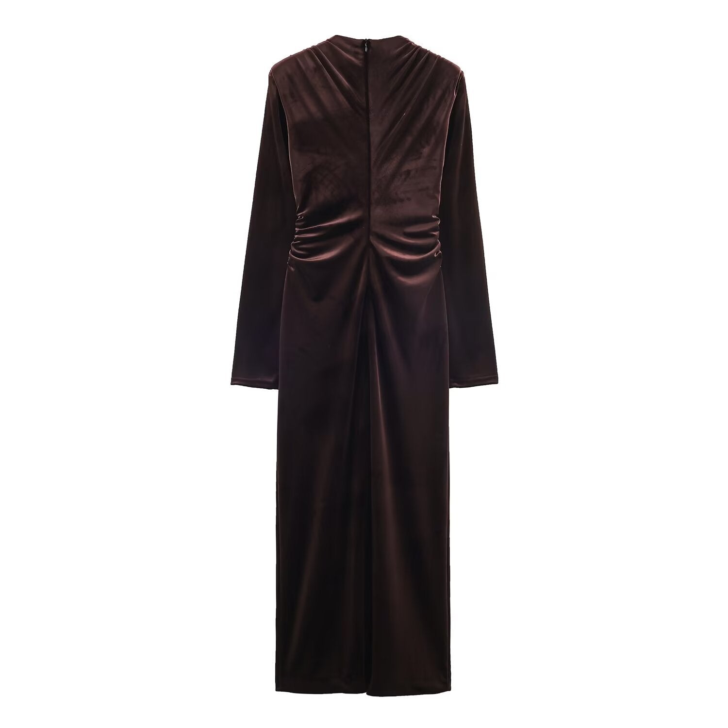 Wrinkled Velvet Midi Dress for Women