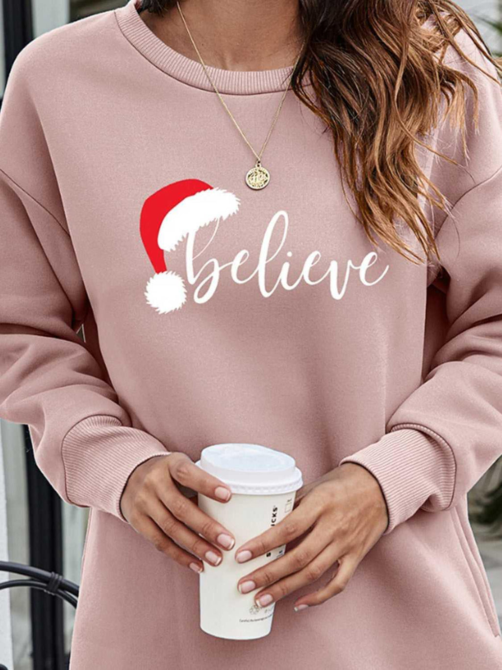 BELIEVE Graphic Tunic Sweatshirt -- 