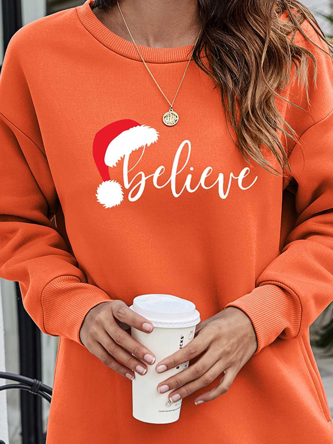 BELIEVE Graphic Tunic Sweatshirt -- 