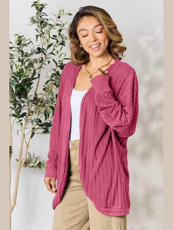 Basic Bae Full Size Ribbed Cocoon Cardigan -- 
