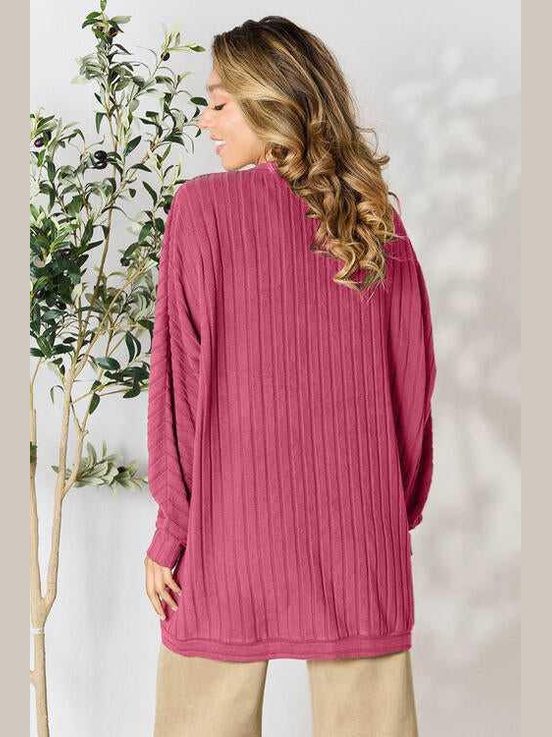Basic Bae Full Size Ribbed Cocoon Cardigan -- 