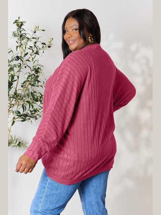Basic Bae Full Size Ribbed Cocoon Cardigan -- 