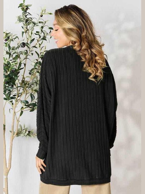 Basic Bae Full Size Ribbed Cocoon Cardigan -- 