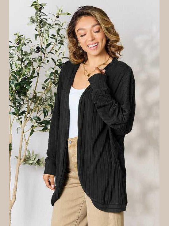 Basic Bae Full Size Ribbed Cocoon Cardigan -- 