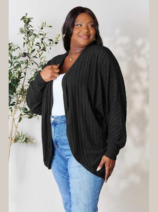 Basic Bae Full Size Ribbed Cocoon Cardigan -- 