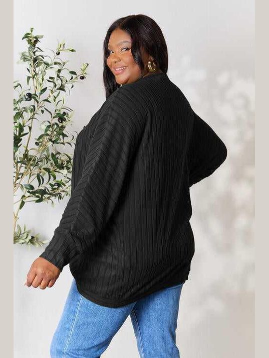 Basic Bae Full Size Ribbed Cocoon Cardigan -- 