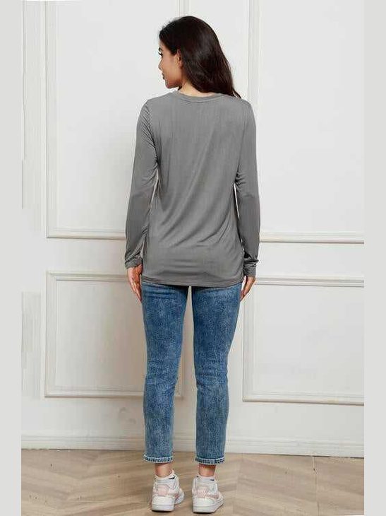 Basic Bae Full Size Round Neck Long Sleeve Top -- 