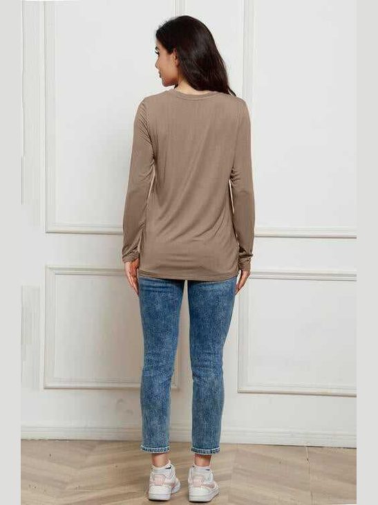 Basic Bae Full Size Round Neck Long Sleeve Top -- 