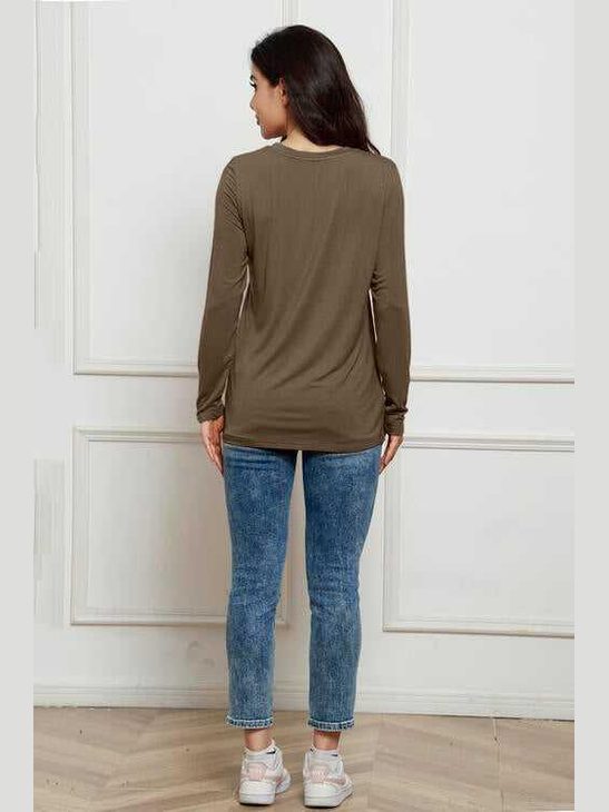 Basic Bae Full Size Round Neck Long Sleeve Top -- 