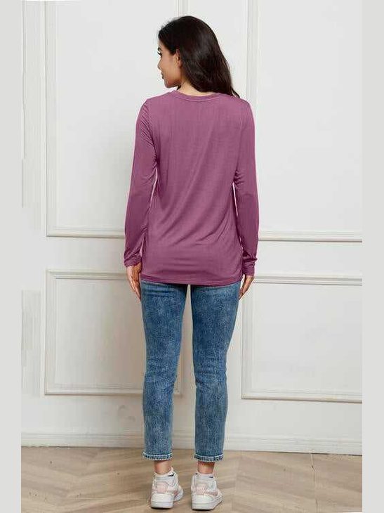 Basic Bae Full Size Round Neck Long Sleeve Top -- 