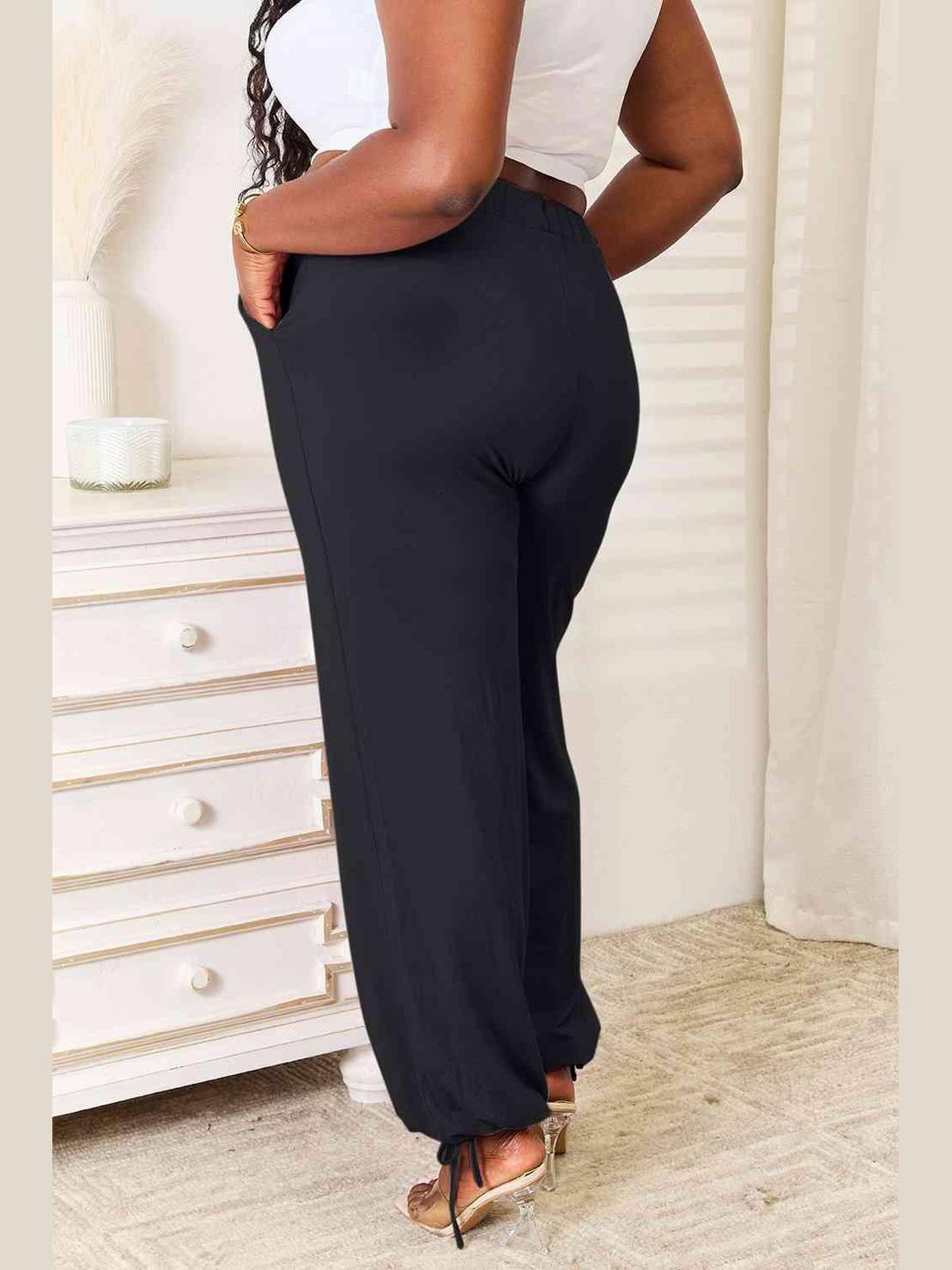 Basic Bae Full Size Soft Rayon Drawstring Waist Pants with Pockets -- 