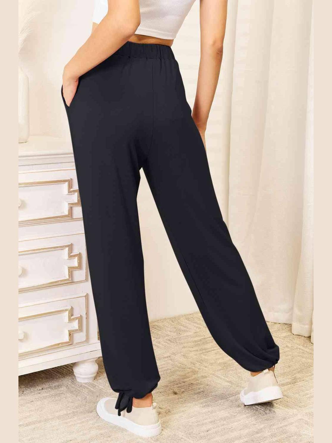 Basic Bae Full Size Soft Rayon Drawstring Waist Pants with Pockets -- 
