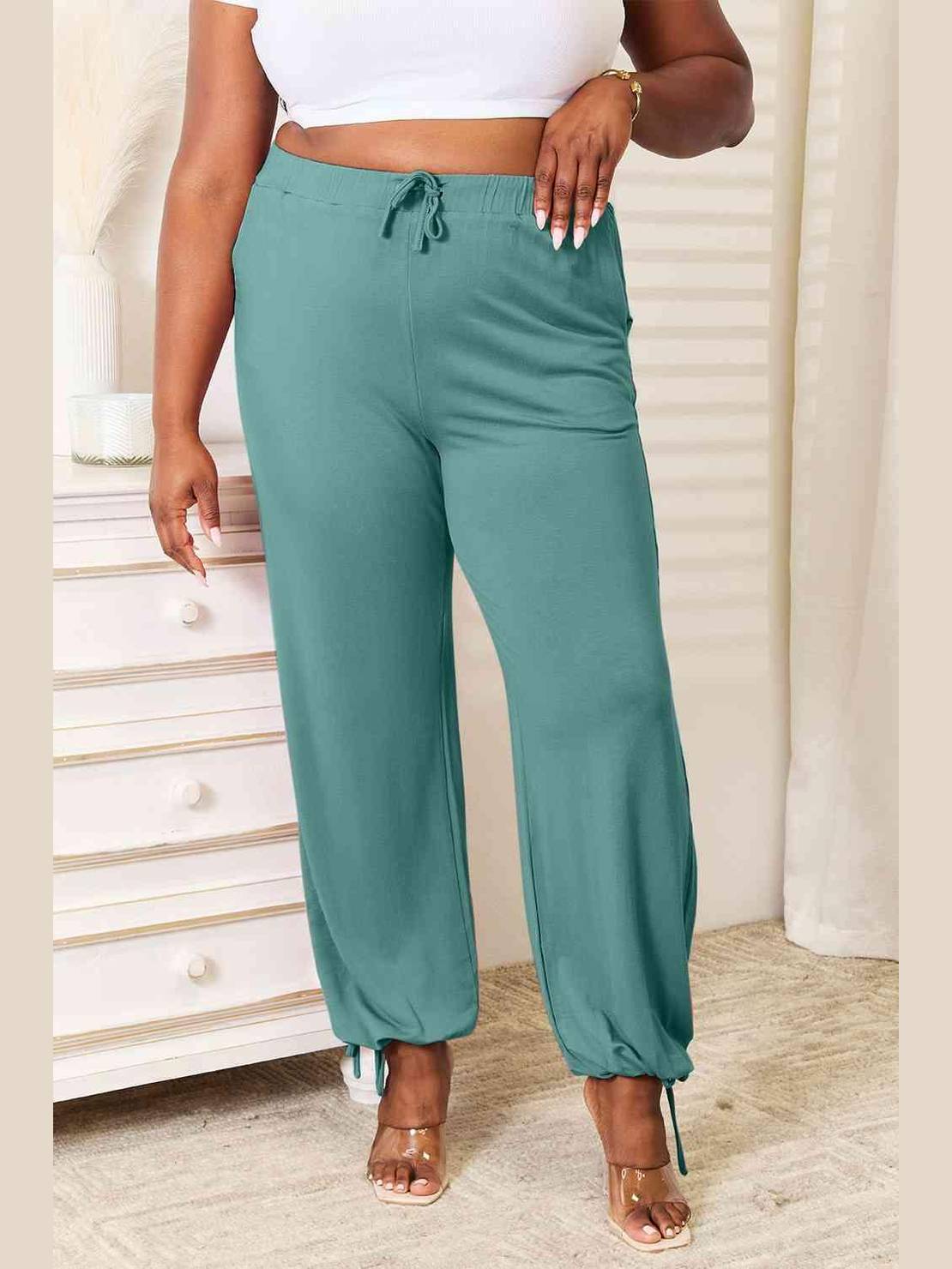 Basic Bae Full Size Soft Rayon Drawstring Waist Pants with Pockets -- 