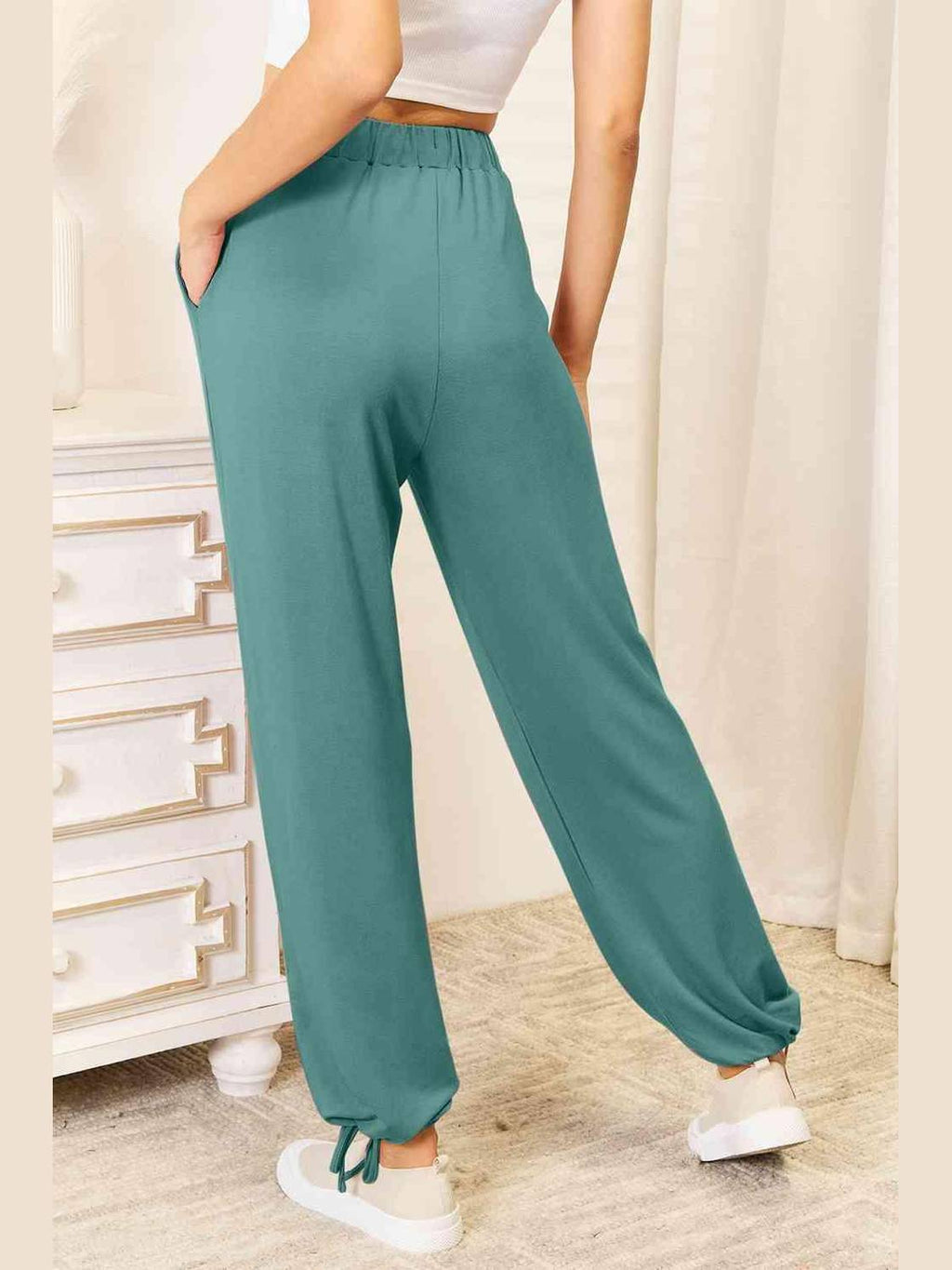 Basic Bae Full Size Soft Rayon Drawstring Waist Pants with Pockets -- 