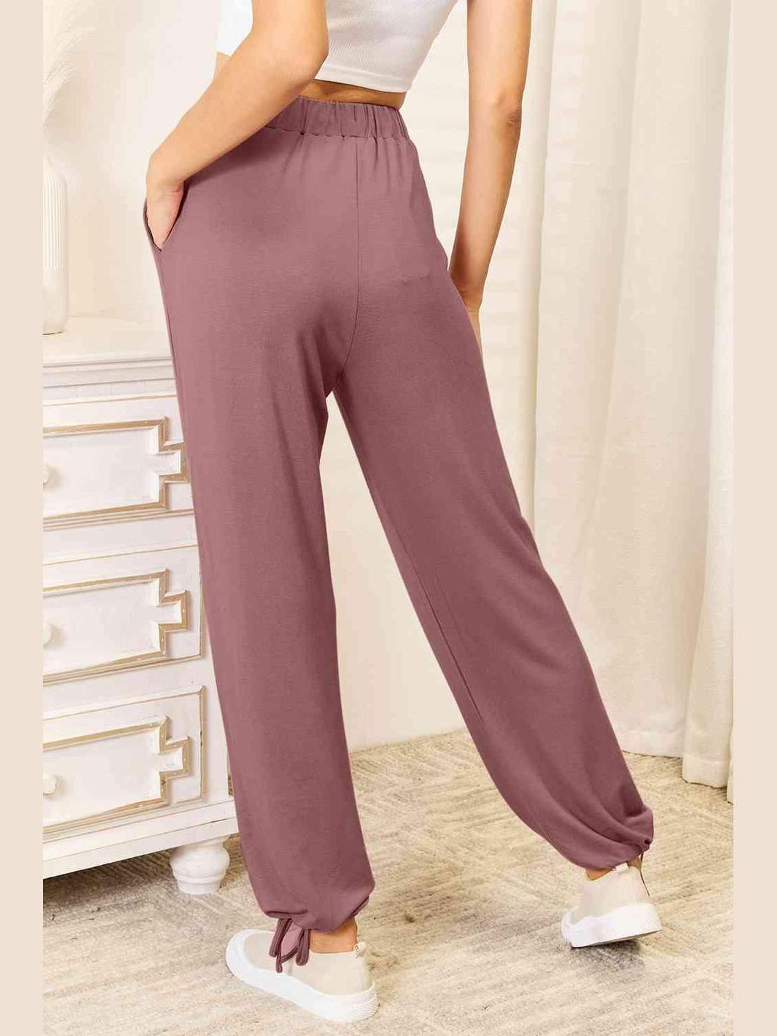 Basic Bae Full Size Soft Rayon Drawstring Waist Pants with Pockets -- 