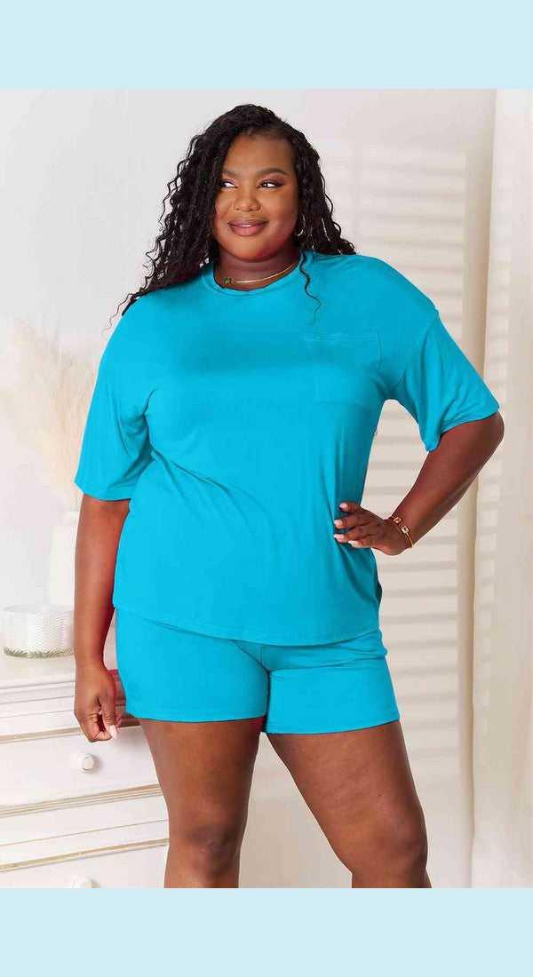 Basic Bae Full Size Soft Rayon Half Sleeve Top and Shorts Set -- 