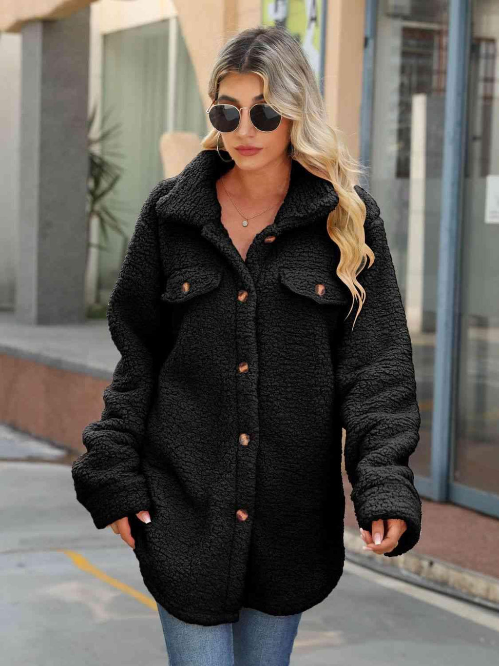 Button Down Collared Coat -- 