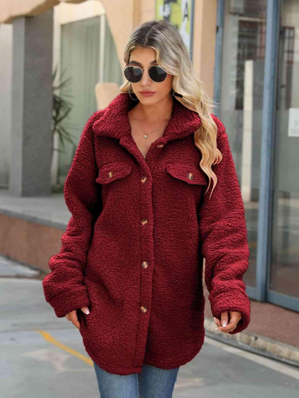 Button Down Collared Coat -- 