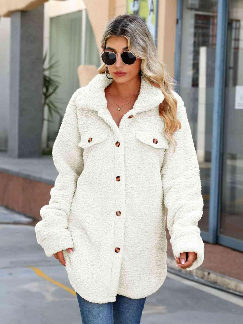 Button Down Collared Coat -- 