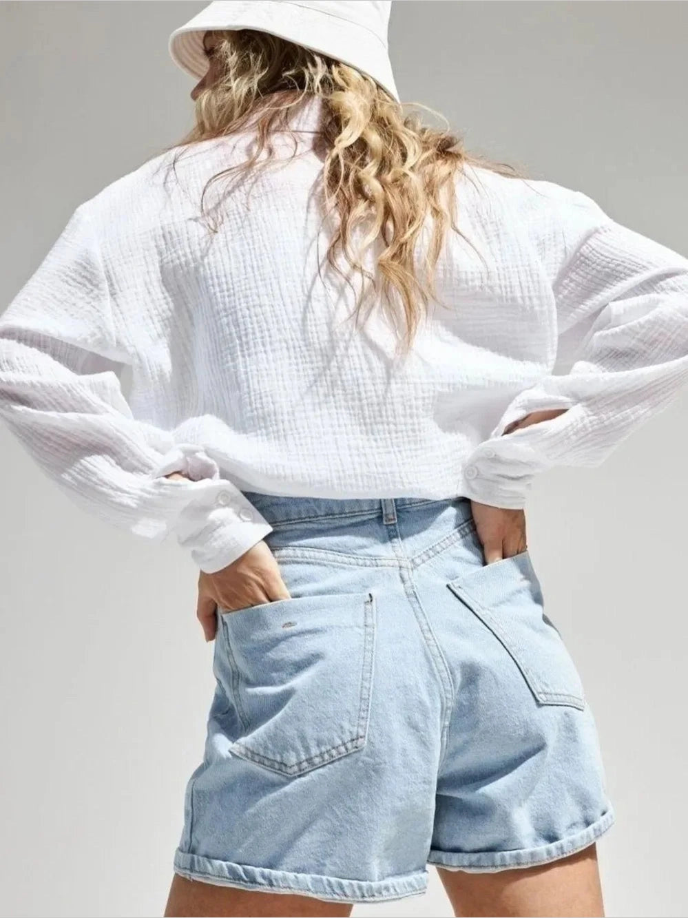 Button Up Long Sleeve Texture Shirt -- 