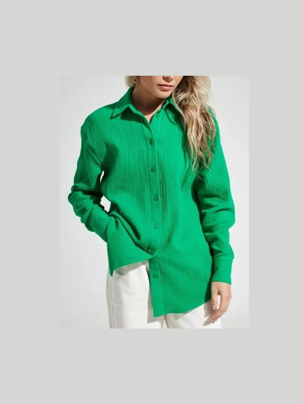 Button Up Long Sleeve Texture Shirt -- 