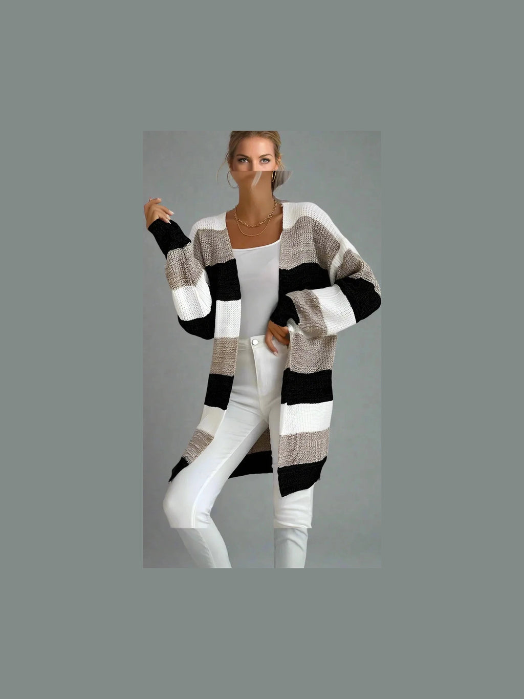 Striped Long Sleeve Duster Cardigan -- 