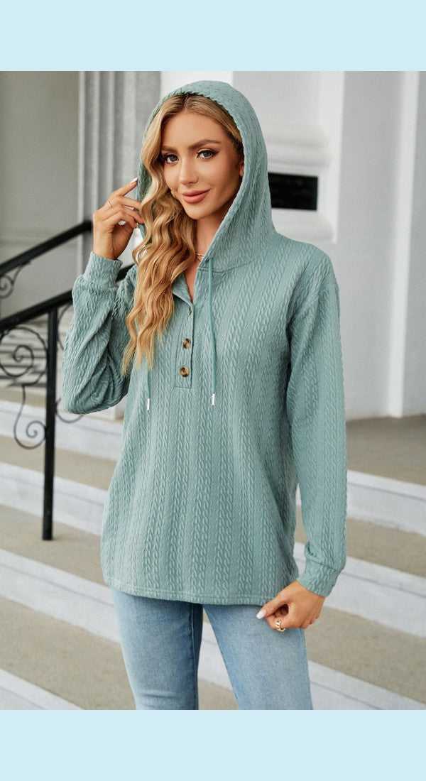 Cable-Knit Long Sleeve Hoodie - Hoodie from hopeford-streams.myshopify.com