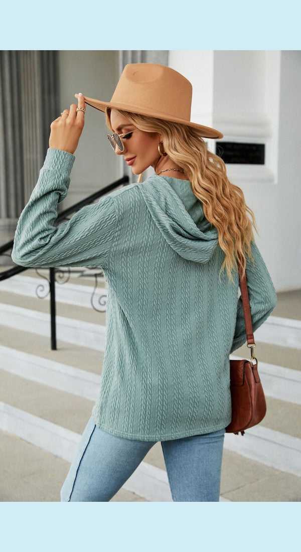 Cable-Knit Long Sleeve Hoodie - Hoodie from hopeford-streams.myshopify.com