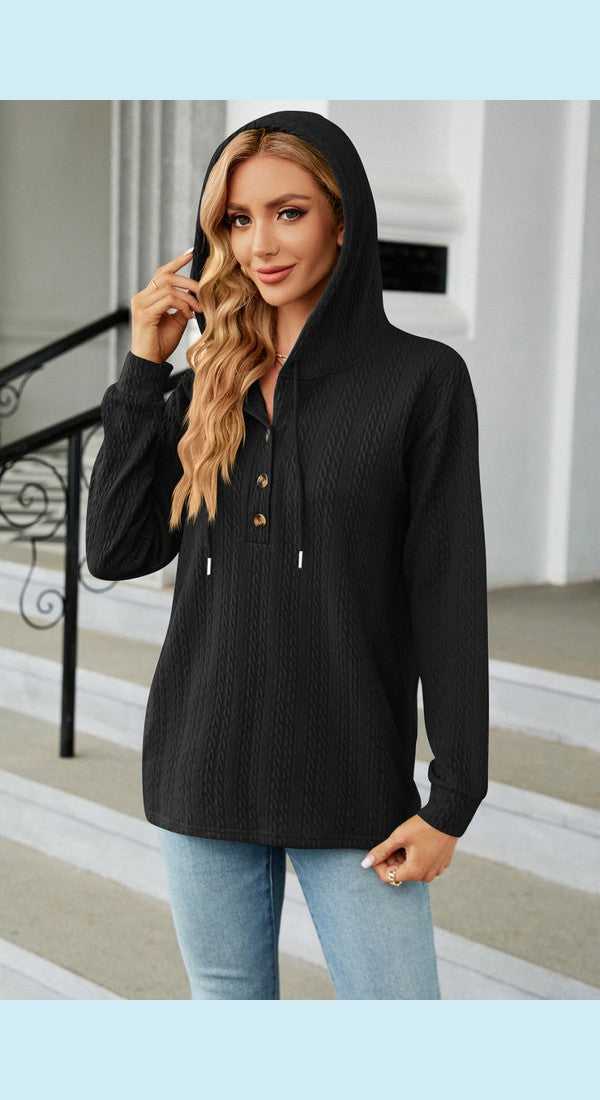 Cable-Knit Long Sleeve Hoodie - Hoodie from hopeford-streams.myshopify.com