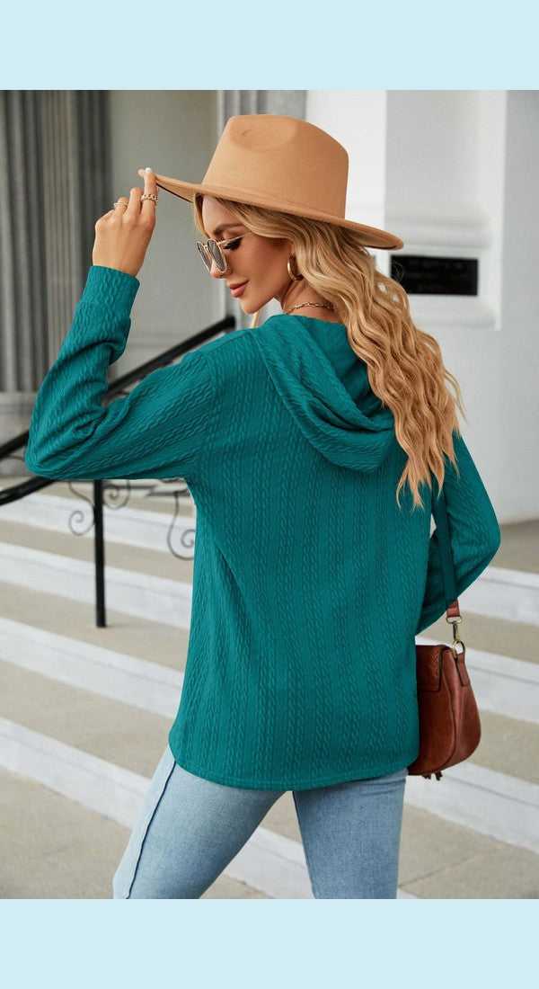 Cable-Knit Long Sleeve Hoodie - Hoodie from hopeford-streams.myshopify.com