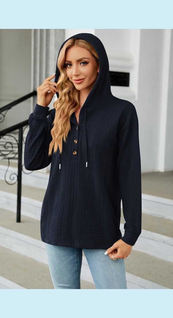 Cable-Knit Long Sleeve Hoodie - Hoodie from hopeford-streams.myshopify.com