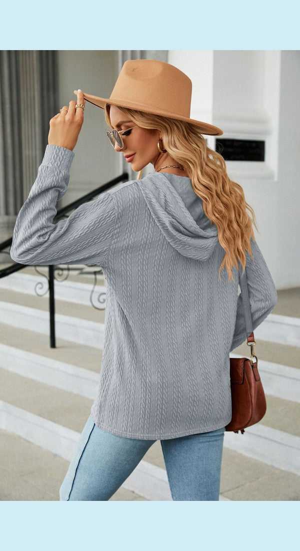 Cable-Knit Long Sleeve Hoodie - Hoodie from hopeford-streams.myshopify.com